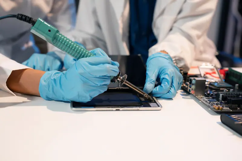 Wireless4U technician repairing a phone screen